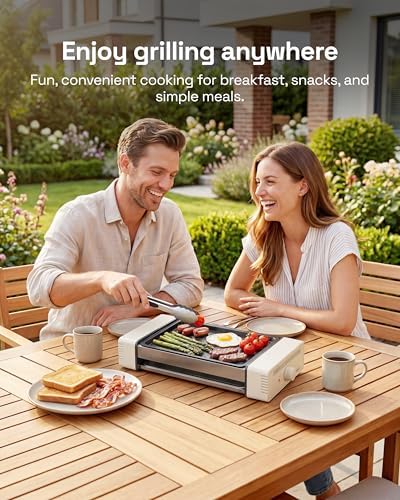 HBN Indoor Grill and Electric Griddle, 3-in-1 Smokeless Indoor Grill with Grill Rack & Nonstick Griddle & Sausage Grill Korean BBQ grill for Kitchen, Dishwasher Safe, 400F (Beige) - Image 6