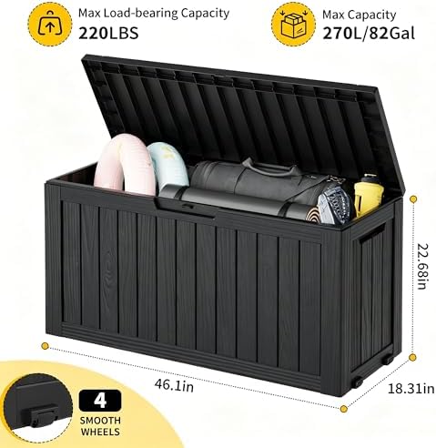 KAMABOKO Outdoor Storage Box, 82 Gallon Deck Box Outdoor Waterproof Patio - Image 2