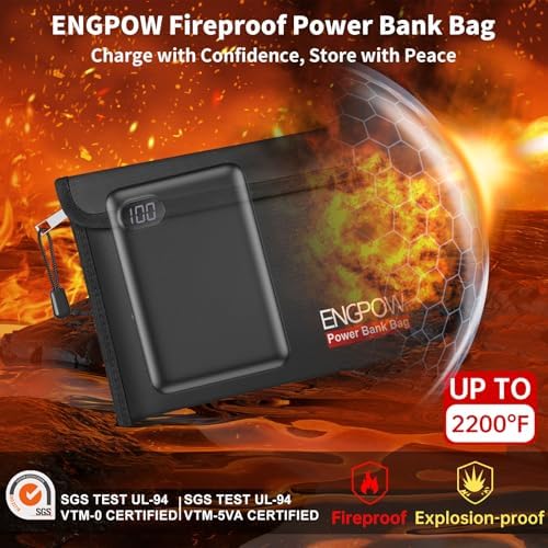 ENGPOW Fireproof Organizer Travel Safe Bag, Portable Electronic Carry Case - Image 2