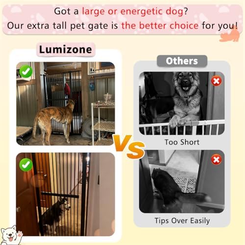 Lumizone 61.02" Extra Tall Pet Gate for Cat Dog 30.12"-34.05" Wide Black - Image 5
