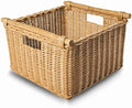 The Basket Lady Deep Pole Handle Wicker Storage Basket L, Sandstone by TheBasketLady