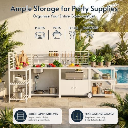 Modular Outdoor Kitchen Island with Sink, 5Pcs Prefab Outdoor Cabinets Kit - Image 6