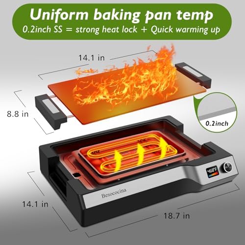 Electric Griddle, 14" Indoor Grill, Spatula & Fork Included - Image 3