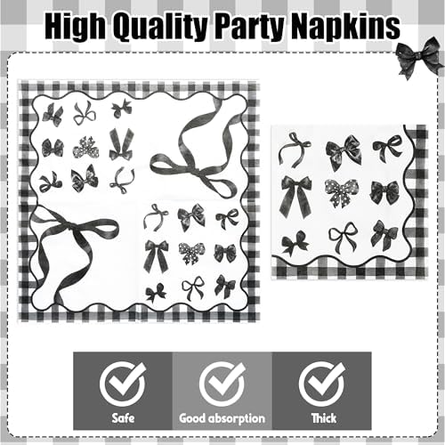 96Pcs Black Bow Coquette Watercolor Disco Ball Party Plates Supplies - Party Tableware Decorations Disposable Paper Plates Napkins Forks for Birthday Bachelorette Engagement, Serves 24 - Image 4