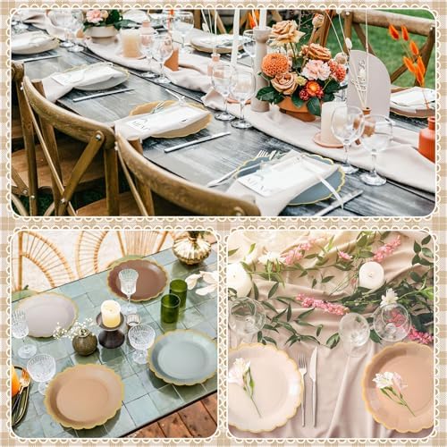 48 Pcs Morandi Color Paper Plates 9 Inch Scalloped - Image 6