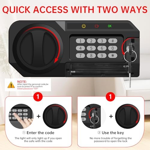 5.1 Cuft Home Safes Water and Fireproof, Large Safety Box Fireproof Waterproof with Electronic Keypad and Spare Key, Fire Proof Safe for Home Documents, Floor Personal Safe for Money Medicine - Image 6