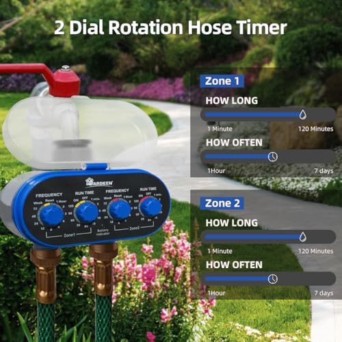 Watering Hose Sprinkler Timer Garden Irrigation System Controller Electronic Water Timer with Two Outlets Color Blue - Image 2