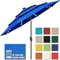 EliteShade USA 10-Year-Non-Fading 9ft 3-Tier Market Patio Umbrella, Commercial Table Umbrella with 80 Solar LED Lights, Crank Open, Windproof & UPF 50+ UV Protection for Garden, Deck, Pool, Backyard, Royal Blue by EliteShade