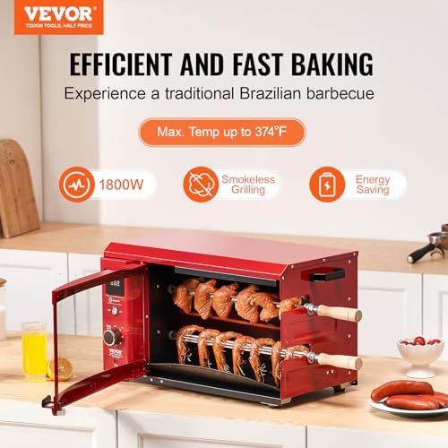 VEVOR Shawarma Grill Machine - 2 String Barbecue Capacity Chicken Shawarma Cooker Electric Broiler Gyro Rotisserie Oven Doner Kebab Grill for Home, Restaurant, Kitchen Parties - Image 2