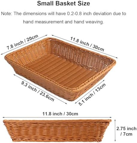 RT&BS Wicker Bread Basket for Serving, Wicker Fruit Basket, Display Baskets for Vegetable Fruit, Reusable Handwoven Serving Baskets for Kitchen, Store, Restaurant, Outdoor (Brown, S) - Image 3