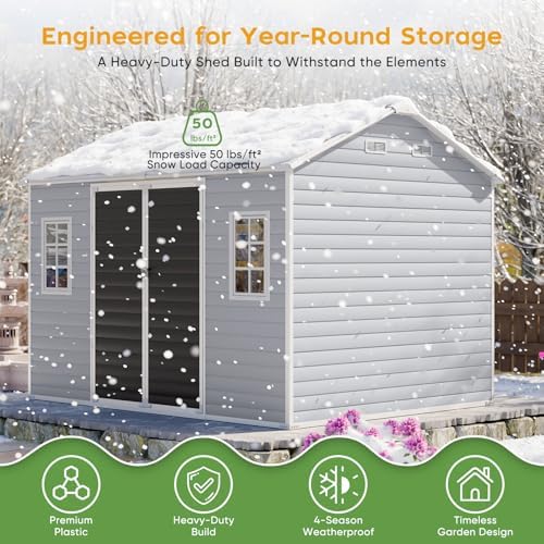 WACASA 10x8 FT Large Resin Plastic Outdoor Storage Shed with Floor - Image 5
