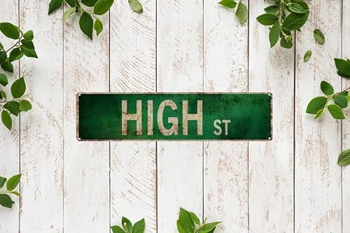 High St Metal Sign 4x16in Classic Street Plaque for Farmhouse Garage Kitchen Home Office Wall Decor Accessories - Image 6