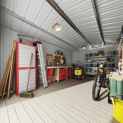 Aoxun 10 x 12FT Outdoor Storage Shed with Double Hinged Large Door, Brown - Image 2