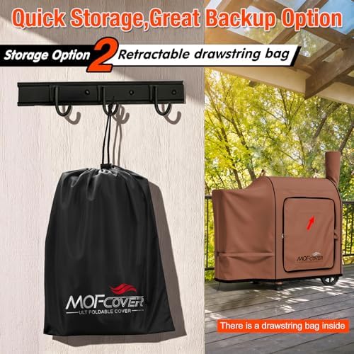 Foldable Grill Cover for Traeger Pro 34/780 Series, Waterproof 600D Heavy Duty Wood Pellet Smoker Cover, Fade＆Tear Resistant Pellet Grill Cover for Texas Elite 34 700/600/550,Caramel - Image 3