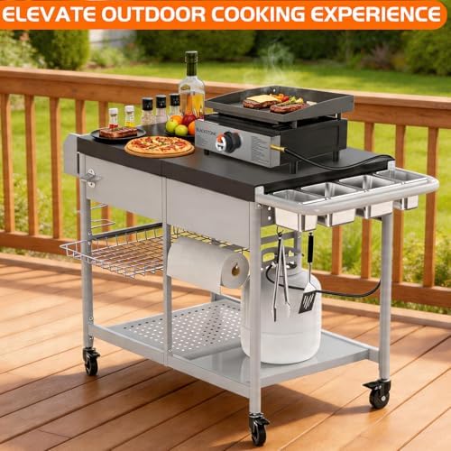 Pizza Oven Table, Grill Cart Table for Blackstone Griddle Pit Boss Portable Grill Tabletop Smoker Outdoor Pizza Oven Stand Fits Ninja, Cuisinart, Gozney, Outside Cooking BBQ Prep Table Station - Image 5