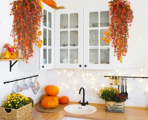 RECUTMS Fall Artificial Hanging Plants Fake Fall Flowers Faux Autumn Vines - Image 4