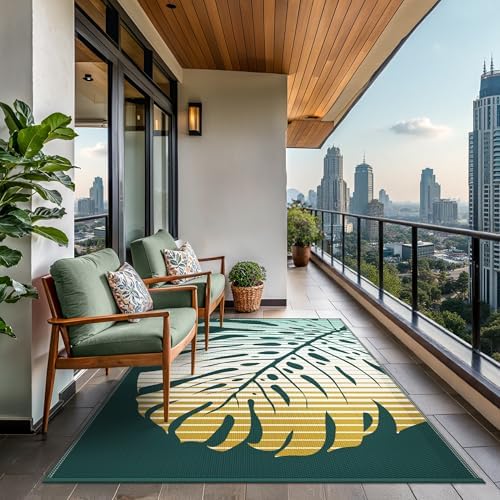 GENIMO Outdoor Rug, Waterproof Plastic Rugs for Patio, 6'x9' Yellow Green - Image 4