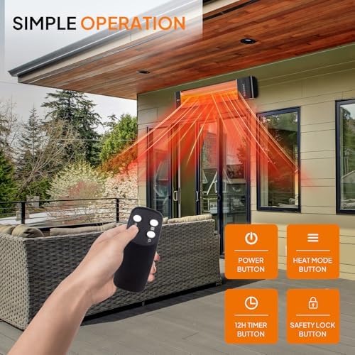 ROVSUN 1500W Outdoor Electric Heater Patio, Wall-mounted Heater - Image 3