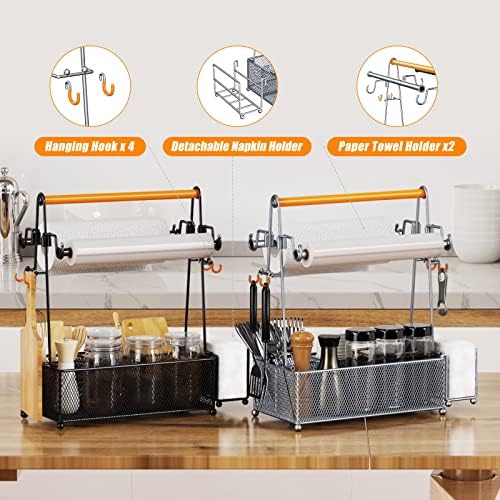 PHINOX Utensil Caddy Picnic Organizer with Handle Plates Napkins - Image 3