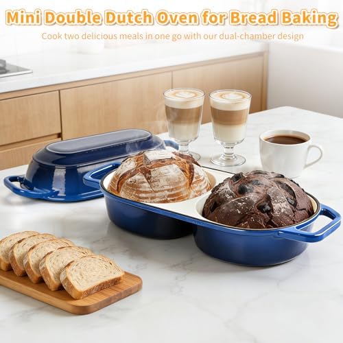 Mini Double Dutch Oven For Sourdough Bread Baking, 2.2QT Enameled Cast Iron - Image 6