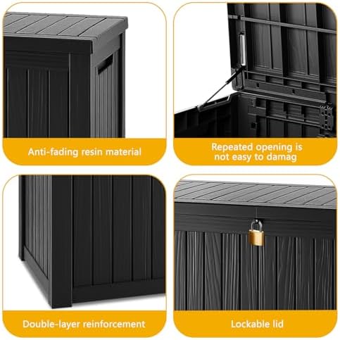 Mersco 200 Gallon Double-Wall Resin Deck Box - Lockable Waterproof Outdoor Storage Box, 1000lbs Capacity & Doubles as Seating for Patio Furniture - Garden Tools, Pool Accessories (Black) - Image 5