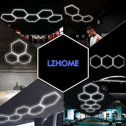 LZHOME LED Hexagon Garage Lights: 15900LM Super Bright 3 Hexagon LED Lights Car Detailing Hexagonal Light for Garage Workshop Warehouse Basement Gym - Image 5