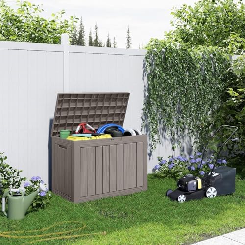 46 Gallon Outdoor Deck Box, Lockable Waterproof Outdoor Storage Boxes For Garden Tools,Indoor Cushions,Accessories Outside Storage Resin Weatherproof Container(Grey) - Image 6