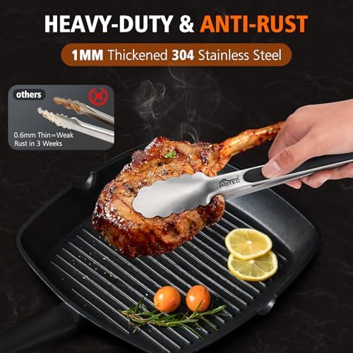 Hotec Tongs for Cooking Premium Stainless Steel Kitchen Tongs Set of 2-9" - Image 2