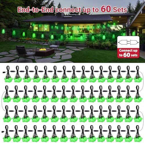 LAMPHOME 4-Pack 26Ft ST38 Green St Patrick's Day Patio Lights，Outdoor String Light with 12+1 Shatterproof LED Edison Bulbs, Waterproof String Lights for Bistro Christmas Party Decor - Image 7