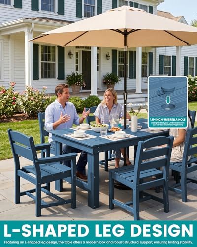 SERWALL HDPE Outdoor Dining Table and Chairs Set for 4 - Image 3