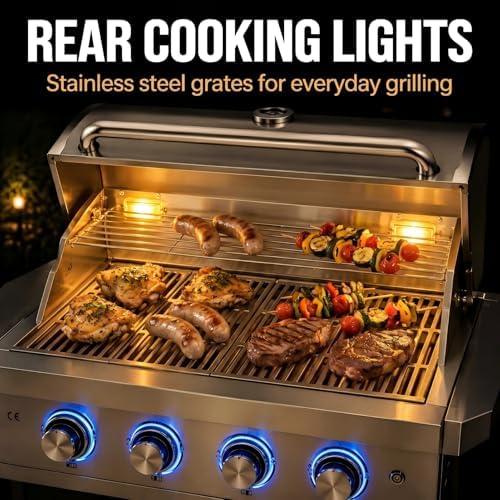 4 Burner Built in Propane Grills Charcoal & Natural Gas Grill Combo - Image 6