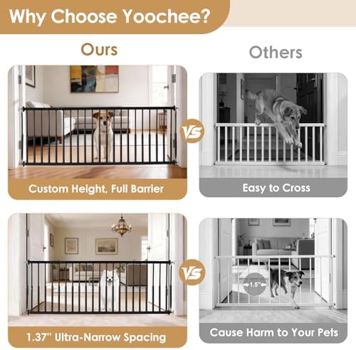 10''-15.8'' Height Adjustable Dog Gate, Extra Wide 18.1"-46" All Metal Short Dog Gate to Step Over, Pressure Mount Small Pet Puppy Gate for Stairs & Doorways(Black) - Image 5