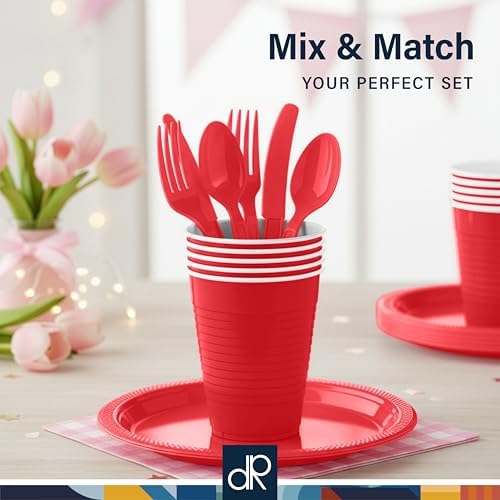 DecorRack Red Plastic Cups, 12 oz Disposable Cups, Reusable Party Supplies (40 Count) - Image 5