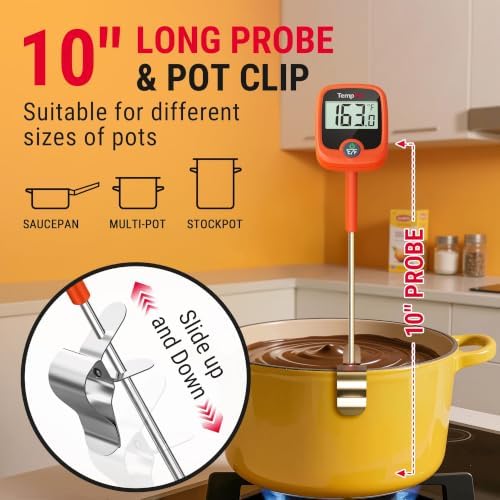 TempPro TempDip 1 Sec Candy Thermometer Digital with Pot Clip & Large LCD - Image 5