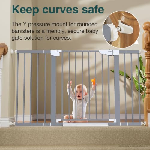 Cumbor 29.7-54.2" Wide Baby Gate, Auto-Close Dog Gate Indoor Gray - Image 4