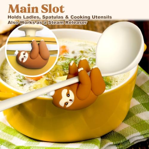 Kitchen Spoon Rest, BPA-Free Silicone Spoon Holder for Stove Top, Utensil Rest for Ladles, Tongs & Cooking Spatulas, Cute Kitchen Gadget Gift, Sloth - Image 3