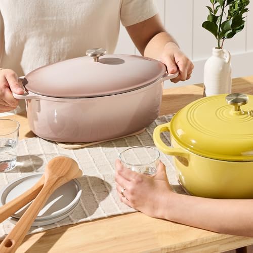 Best Choice Products Oval 7.5 Quart Enamel Cast-Iron Dutch Oven, Heavy-Duty Pre-Seasoned for Baking, Cooking w/Side Handles – Mushroom Beige - Image 5