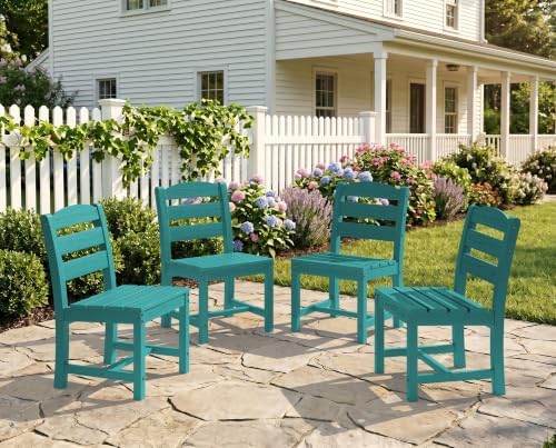 KINGYES Outdoor Armless Dining Chairs Set of 4,HDPE Patio Chairs,Aruba by KINGYES