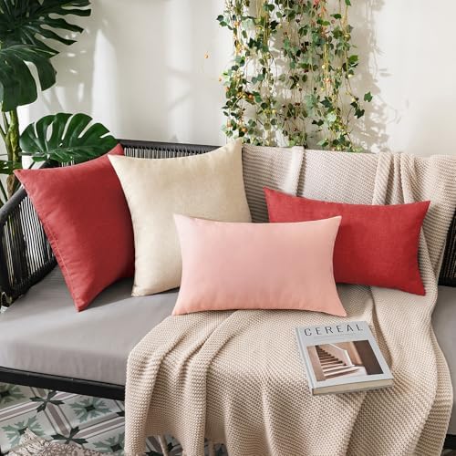 MIULEE Decorative Outdoor Pillow Covers Waterproof 18x18 Light Pink - Image 5