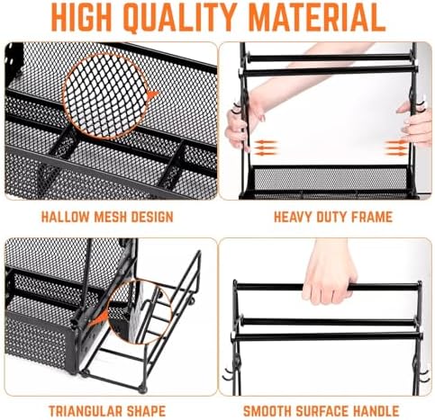 Grill caddy, BBQ Caddy Organizer with Paper Towel Holder, Black Metal Grill Accessory Rack, Kitchen Condiment Storage Basket with Utensil Holder - Image 3