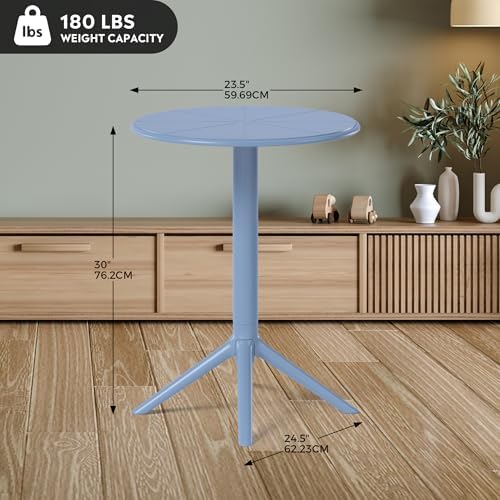 Costaelm Patio Table for 4-Person, Outdoor Patio PP Round Dining Table, All-Weather Bistro Dining Table for Backyard Deck Porch Poolside, French Blue - Image 2