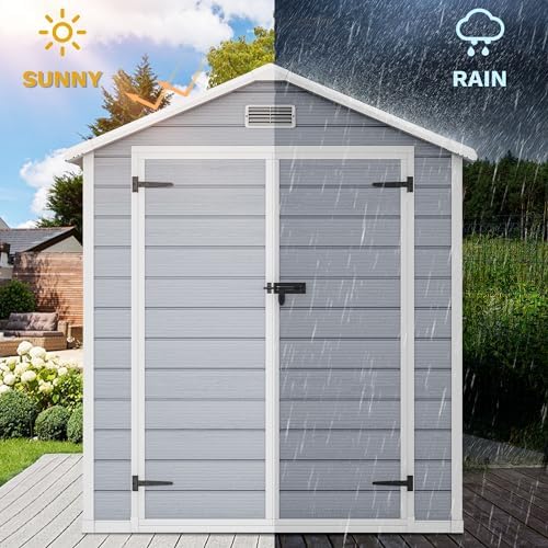 DWVO 6x4.4ft Outdoor Plastic Storage Shed with Floor & Window - Image 3