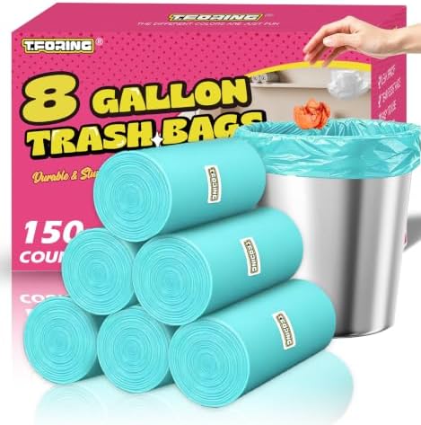 Medium 8 Gallon Trash Bags Unscented, 0.94 Mil, Blue, 150 Count by TFORING%C2%AE