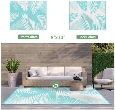 GENIMO Outdoor Rug, Waterproof Plastic Rugs for Patio, 8'x10' Ocean White - Image 2