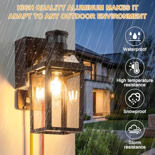 Porch Lights with GFCI Outlet Dusk to Dawn Outdoor Lighting Brown 1Pack - Image 4