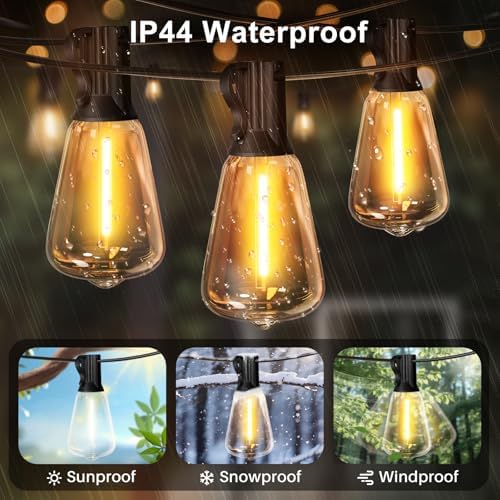 LAMPHOME Outdoor String Lights, 26FT Patio Lights with 12+1 ST38 LED Edison Bulbs (1 Spare), Connectable String Lights for Outside, Dimmable Hanging Light for Backyard Porch Decor, Warm White - Image 4