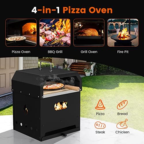 COSTWAY Outdoor Pizza Oven, 4-in-1 Detachable Pizza Oven with Pizza Stone - Image 3