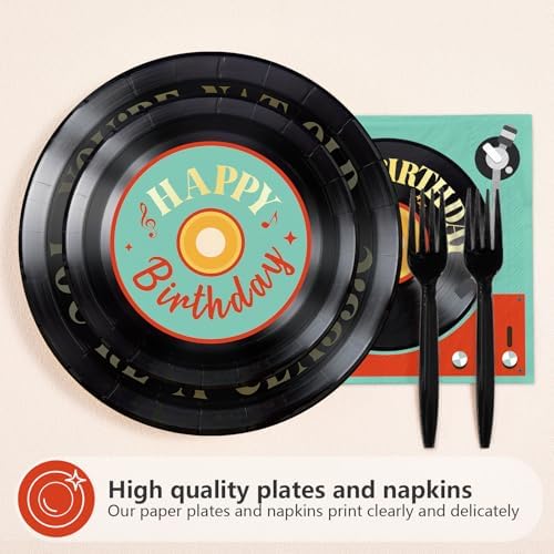 96Pcs Vinyl Record Birthday Party Decorations for Men Women, Serves 24 - Image 3