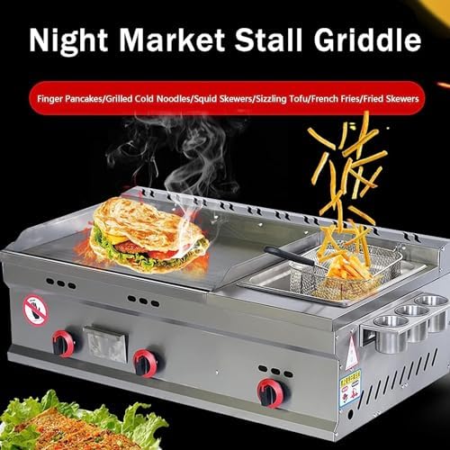 Commercial Gas Griddle, Stainless Steel Flat Top Grill with Adjustable Temperature, Perfect for Outdoor Catering and Teppanyaki Cooking - Image 2