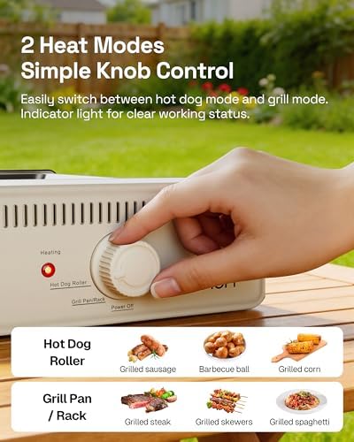 HBN Indoor Grill and Electric Griddle, 3-in-1 Smokeless Indoor Grill with Grill Rack & Nonstick Griddle & Sausage Grill Korean BBQ grill for Kitchen, Dishwasher Safe, 400F (Beige) - Image 5